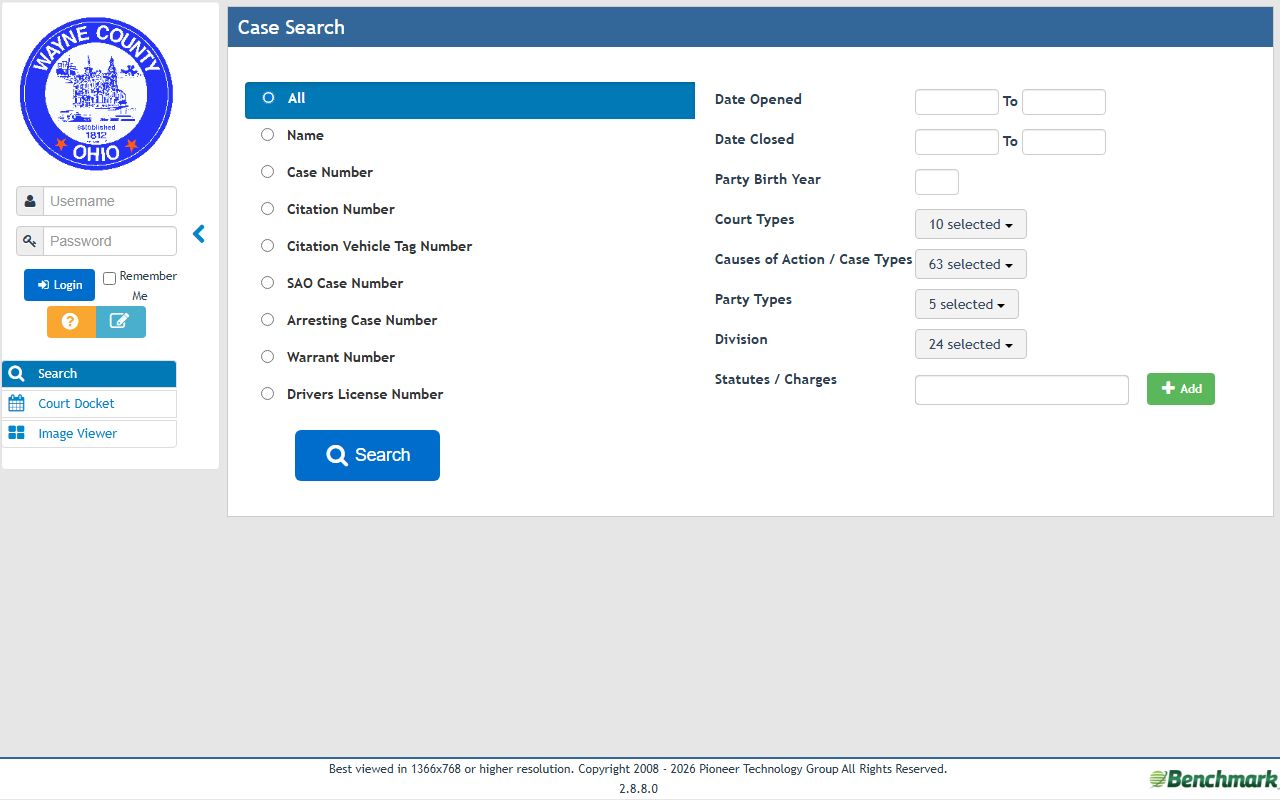 Wayne County court records after jail arrest public access search fields