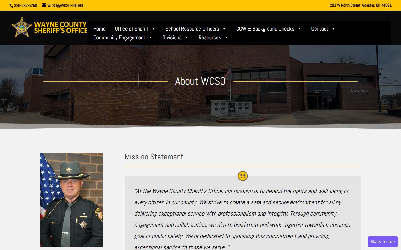 Wayne County inmate population sheriff About WCSO page