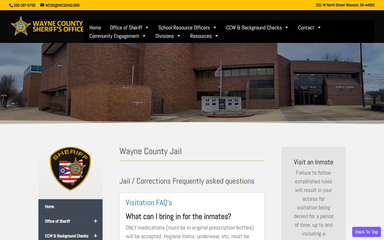 Wayne County Jail inmate lookup jail FAQ and custody rules